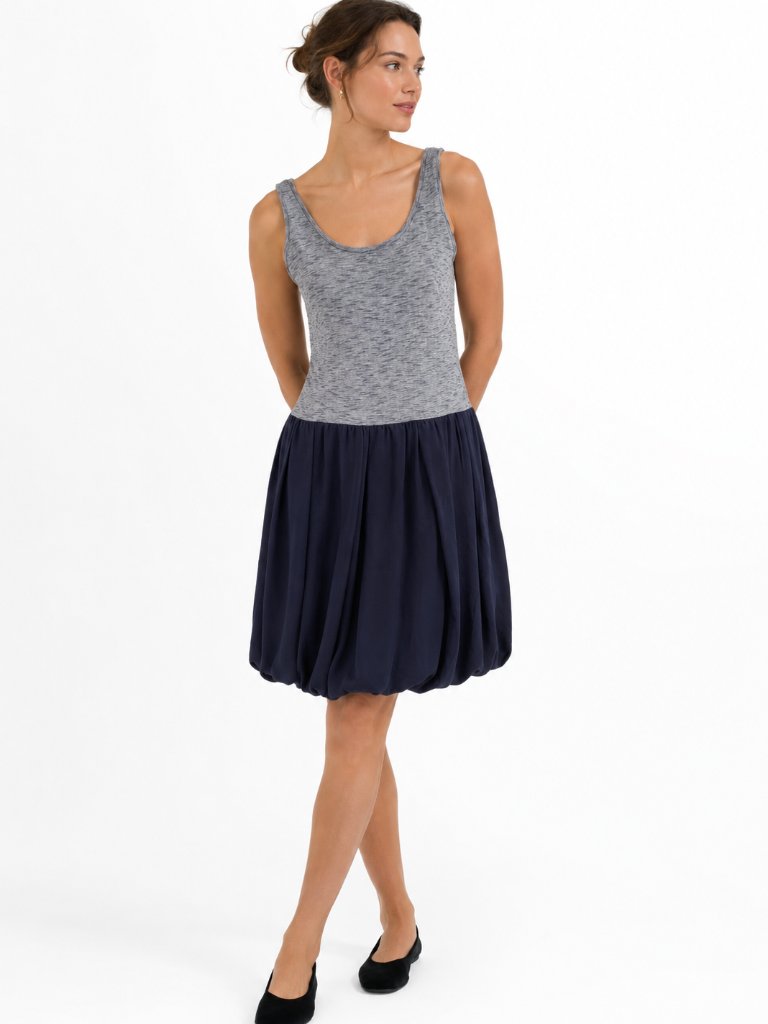 Sandro Grey Black Pleated Mini Casual Tank Dress - M